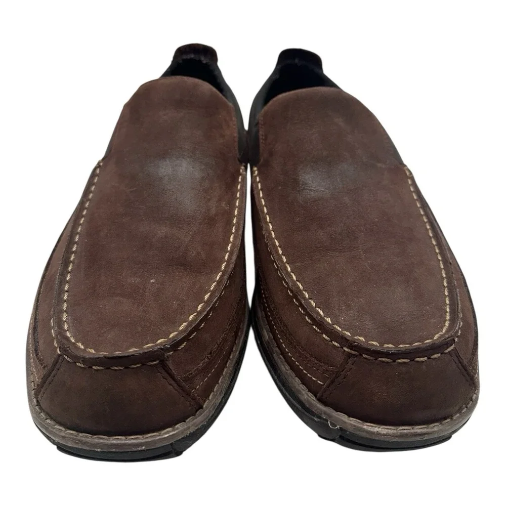 Timberland Shoes Men Sz 13 Brown Leather Slip On Loafers Anti-Fatigure Gripstick